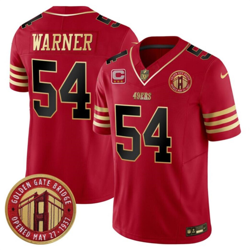 Men's San Francisco 49ers #54 Fred Warner Red F.U.S.E. Golden Gate Bridge With 3-Star C Patch Balck Scarlet Vapor Limited Stitched Football Jersey Men's San Francisco 49ers #54 Fred Warner Red F.U.S.E. Golden Gate Bridge With 3-Star C Patch Balck Scarlet Vapor Limited Stitched Football Jersey